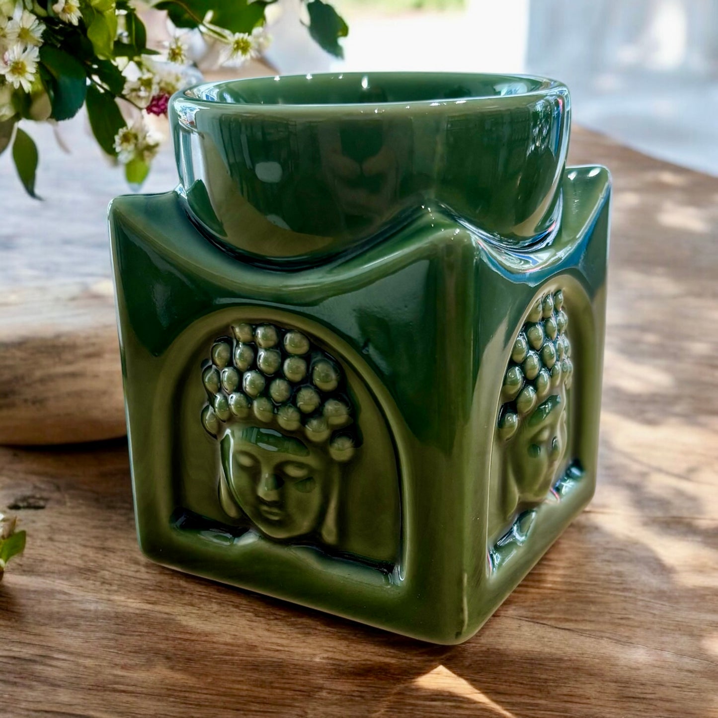 Green Square Buddha Head - Burner