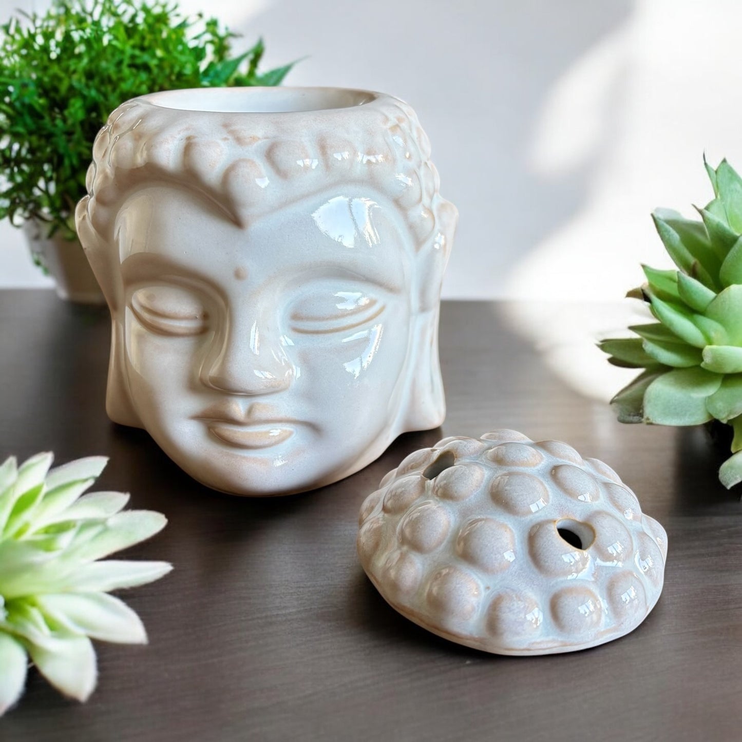 White Thai Buddha Head - Burner